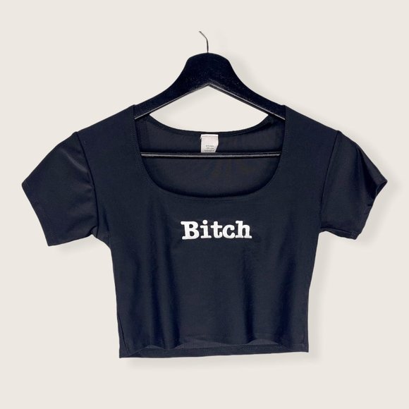 Y2K Crop "Bitch" Top - Picture 1 of 7